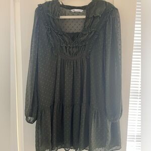 Zara Green Long Sleeve Mini Dress Size Small